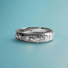 Load image into Gallery viewer, Hibiscus &amp; Plumeria with Leaves &amp; Diamonds 4mm Ring in 14K White Gold
