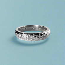 Load image into Gallery viewer, Hibiscus &amp; Plumeria with Leaves &amp; Diamonds 4mm Ring in 14K White Gold
