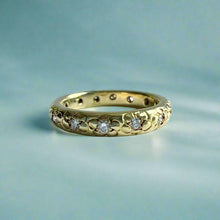 Load image into Gallery viewer, Plumeria All Around w/ Diamonds 3mm Ring in 14K Green Gold
