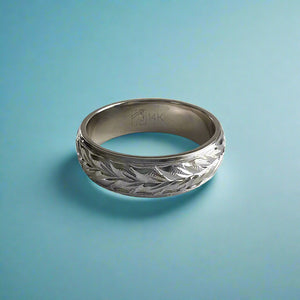 Maile All Around 6mm Hawaiian Ring in 14K White Gold