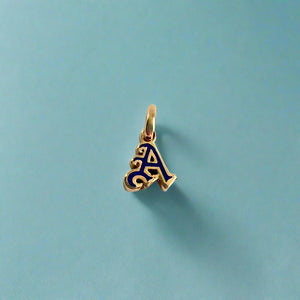 Hawaiian Small Enamel Letter Initial A Pendants in 14K Yellow Gold