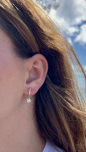 Half Hoop Earrings with diamond Plumeria flower
