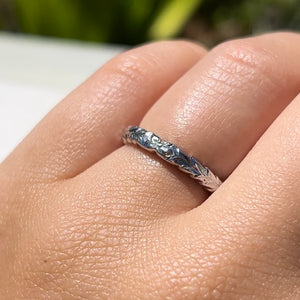 White gold 3mm Hawaiian Maile Ring