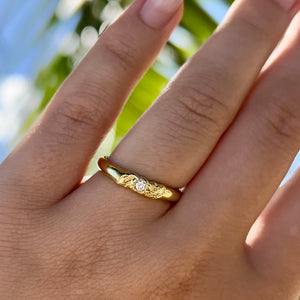 Plumeria with leaves and diamond ring