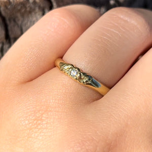 Plumeria w/Leaves On Plain Band Ring 