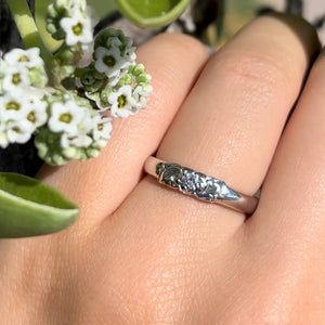 White Gold Plumeria Ring with Diamond