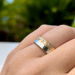 Alu Like 6mm Ring with  Diamond in 14K Gold