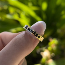 Load image into Gallery viewer, 4mm Flat Enamel Kuuipo Ring with Design in 14 Gold
