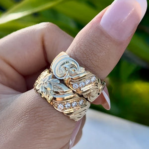 Hawaiian Nihoniho Diamond Rings in 14K Yellow Gold