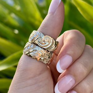 Hawaiian Nihoniho Diamond Rings in 14K Yellow Gold