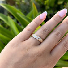 Load image into Gallery viewer, Nihoniho 6mm Ring with plumeria flowers and Double Row Of Diamonds
