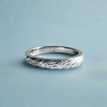 Load image into Gallery viewer, Maile &amp; Hibiscus with Diamond 3mm Barrel Ring in 14K White Gold
