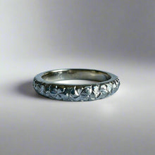 Load image into Gallery viewer, Plumeria All Around 3mm Barrel Ring in 14K White Gold
