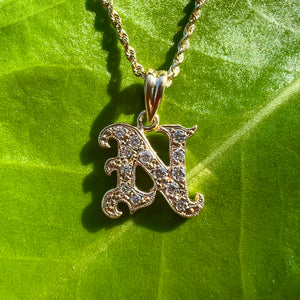 Diamond Initial N Pendant 