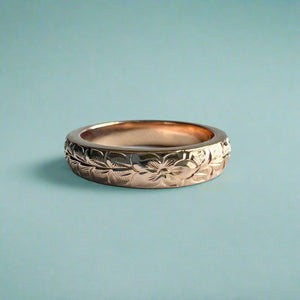 Maile & Hibiscus 4mm "Kuuipo" Ring in 14K Pink Gold