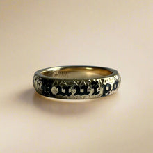 Load image into Gallery viewer, Hawaiian 4mm Barrel Kuuipo Ring with Old English &amp; Hibiscus in 14K Yellow Gold
