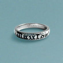 Load image into Gallery viewer, Old English &amp; Hibiscus 4mm &quot;Mauloa&quot; Ring in 14K White Gold
