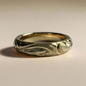 Old English All Around 4mm Barrel Ring in 14K Gold