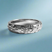 Load image into Gallery viewer, Maile &amp; Hibiscus 4mm Ring in 14K, 18K or Platinum

