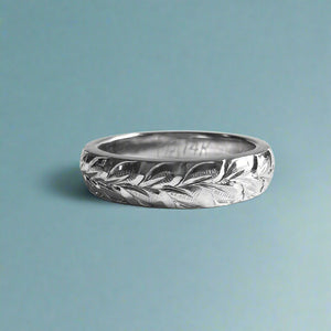Maile & Hibiscus 4mm Ring in 14K, 18K or Platinum