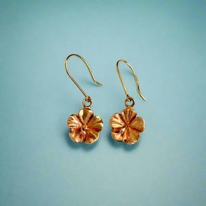 Hawaiian Hibiscus Hibiscus Dangle Earrings in 14K Pink Gold