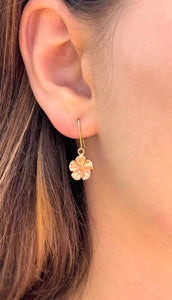 Hawaiian Hibiscus Hibiscus Dangle Earrings in 14K Pink Gold