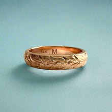 Load image into Gallery viewer, Makana 4mm Hawaiian Ring with Maile All Around in 14K Pink Gold
