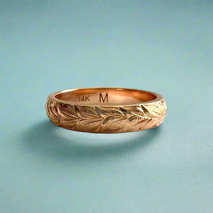 Makana 4mm Hawaiian Ring with Maile All Around in 14K Pink Gold