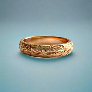 Makana 4mm Hawaiian Ring with Maile All Around in 14K Pink Gold