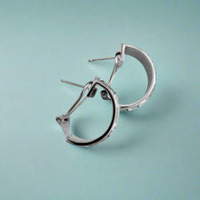 Load image into Gallery viewer, Half Hoop Old English 6mm French Clip Earrings in 14K White Gold
