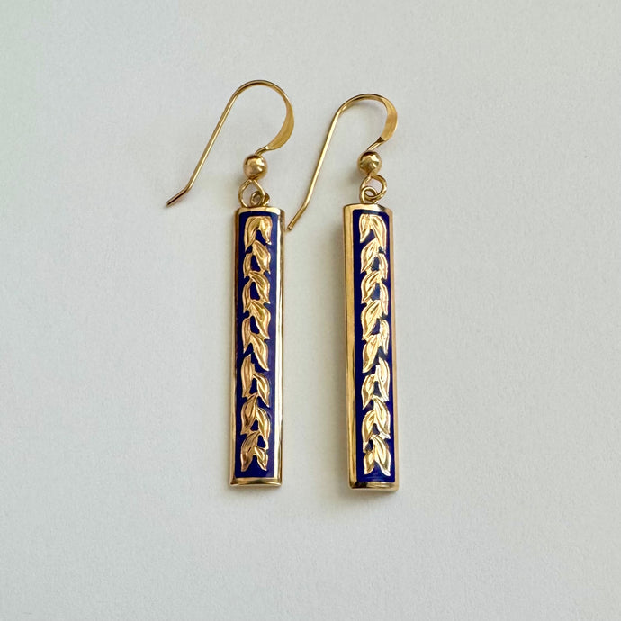 Ali'i Maile Dangle Earrings in 14K Yellow Gold