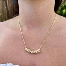 Load image into Gallery viewer,  Three Plumeria Lei Filigree Pendant with Diamonds in 14K Yellow Gold 
