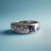 Load image into Gallery viewer, Plumeria w/ leaves 6mm &quot;Kuuipo&quot; Ring in 14K White Gold in size 7 3/8
