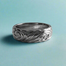 Load image into Gallery viewer, Old English 6mm Hawaiian Ring in 14K White Gold in size 8
