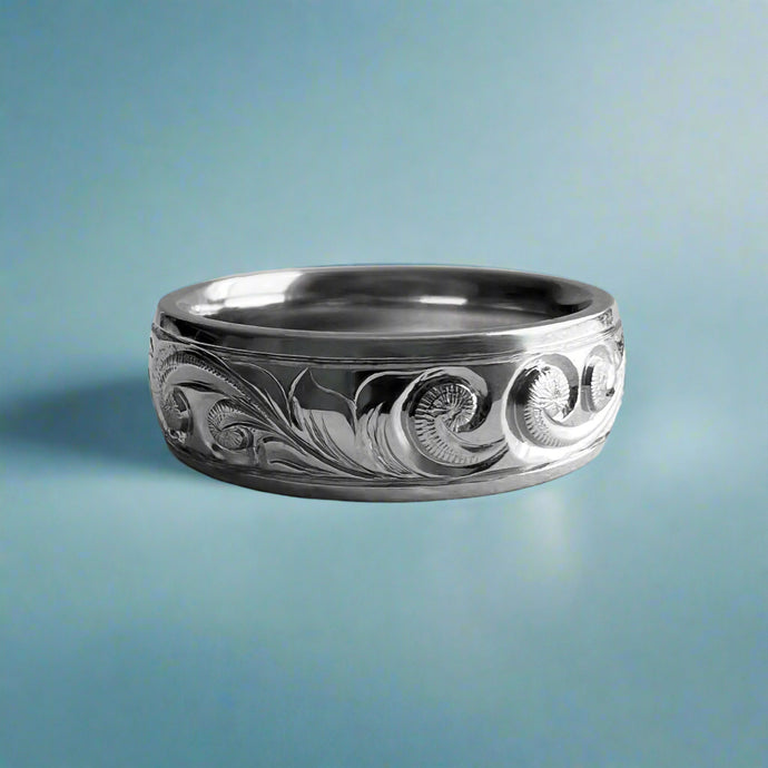 Old English 6mm Hawaiian comfort fit Ring in Platinum in size 6 1/4