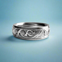 Load image into Gallery viewer, Old English 6mm Hawaiian comfort fit Ring in Platinum in size 6 1/4
