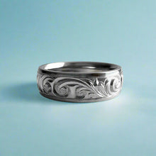 Load image into Gallery viewer, Old English 6mm Hawaiian comfort fit Ring in Platinum in size 6 1/4
