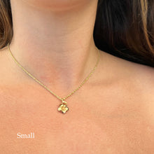 Load image into Gallery viewer, Hawaiian Plumeria w/ Leaf Pendant in 14K Gold [small, medium or large]
