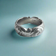 Load image into Gallery viewer, Scalloped Old English All Around 6mm Ring in 14K White Gold
