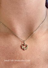 Load image into Gallery viewer, Three Plumeria Heart Pendant in 14K Gold [small, medium or large]
