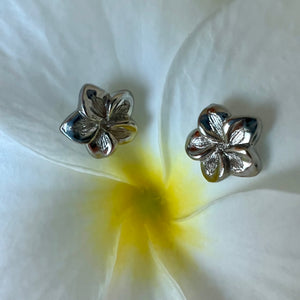 Plumeria Engraved Stud Earrings