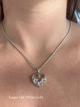 Load image into Gallery viewer, Three Plumeria Heart Pendant in 14K Gold [small, medium or large]
