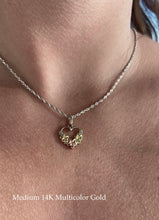 Load image into Gallery viewer, Three Plumeria Heart Pendant in 14K Gold [small, medium or large]
