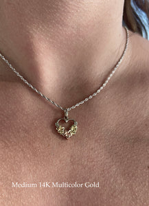 Three Plumeria Heart Pendant in 14K Gold [small, medium or large]