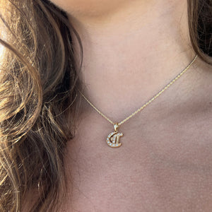 Hawaiian Diamond Initial C in 14K yellow Gold