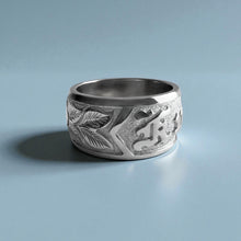 Load image into Gallery viewer, Raised Maile &amp; Plumeria 10mm &quot;Kuuipo&quot; Ring in 14K White Gold
