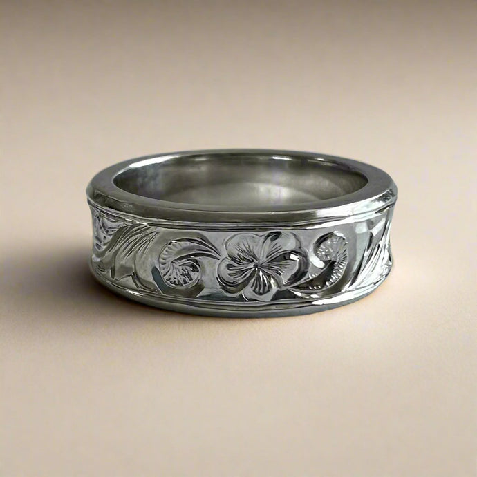 Hawaiian Old English Concave 6mm Ring