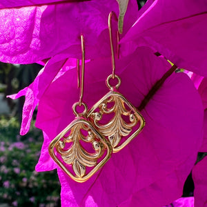 Hawaiian Quilt Earrings in 14K Yellow Gold