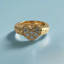 Load image into Gallery viewer, Valentine Diamond Heart Ring with Shiny Maile in 14K Yellow Gold
