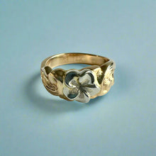Load image into Gallery viewer, Two-tone Something Romantic Hawaiian Flower Ring in 14K White &amp; Yellow Gold
